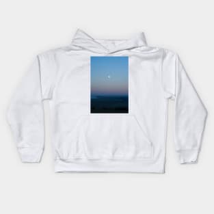 (Almost) full moon over the Sussex Downs towards Birling Gap Kids Hoodie